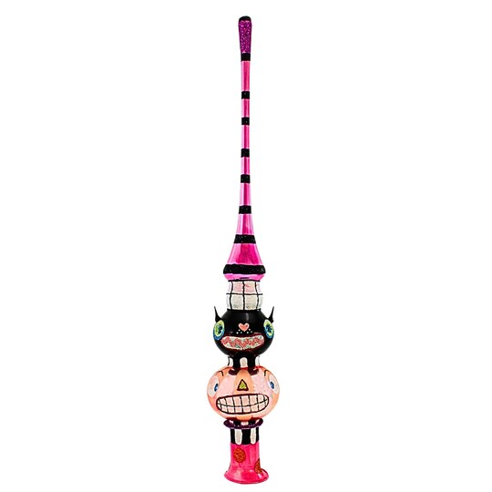 Christina's World 16.0 Inch Glass Fantasy Fright Finial Halloween Tree Topper , Halloween Decor Halloween Topper Bat